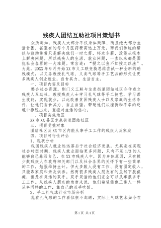 2024年残疾人团结互助社项目策划书