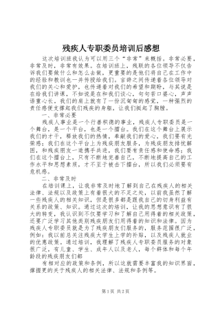 2024年残疾人专职委员培训后感想