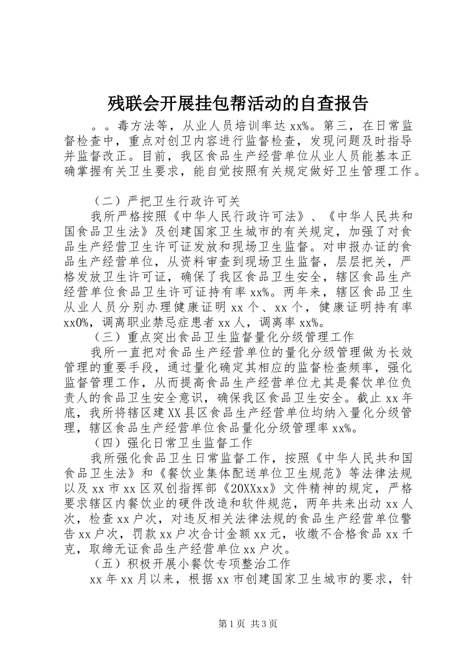 2024年残联会开展挂包帮活动的自查报告_第1页
