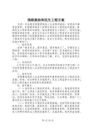 2024年残联救助和民生工程方案