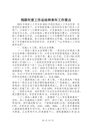 2024年残联年度工作总结和来年工作要点