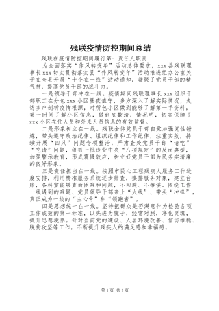 2024年残联疫情防控期间总结