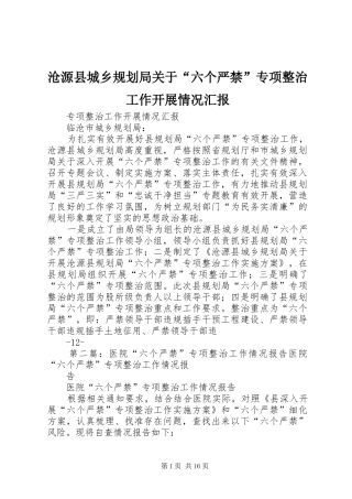 2024年沧源县城乡规划局关于六个严禁专项整治工作开展情况汇报
