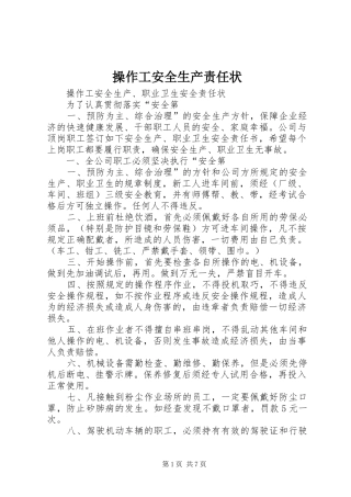 2024年操作工安全生产责任状