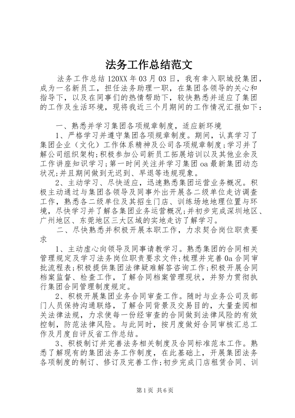 2024年法务工作总结范文_第1页