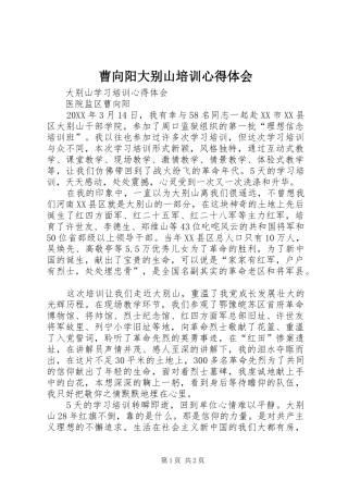 2024年曹向阳大别山培训心得体会