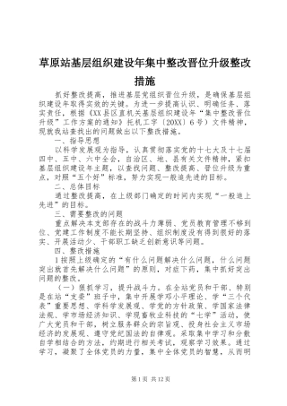 2024年草原站基层组织建设年集中整改晋位升级整改措施