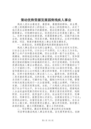 2024年策动优势资源发展弱势残疾人事业