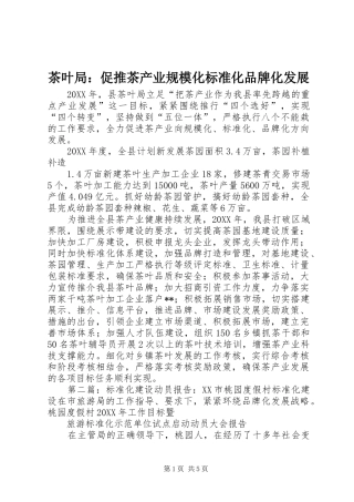 2024年茶叶局促推茶产业规模化标准化品牌化发展