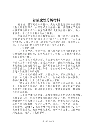 2024年法院党性分析材料