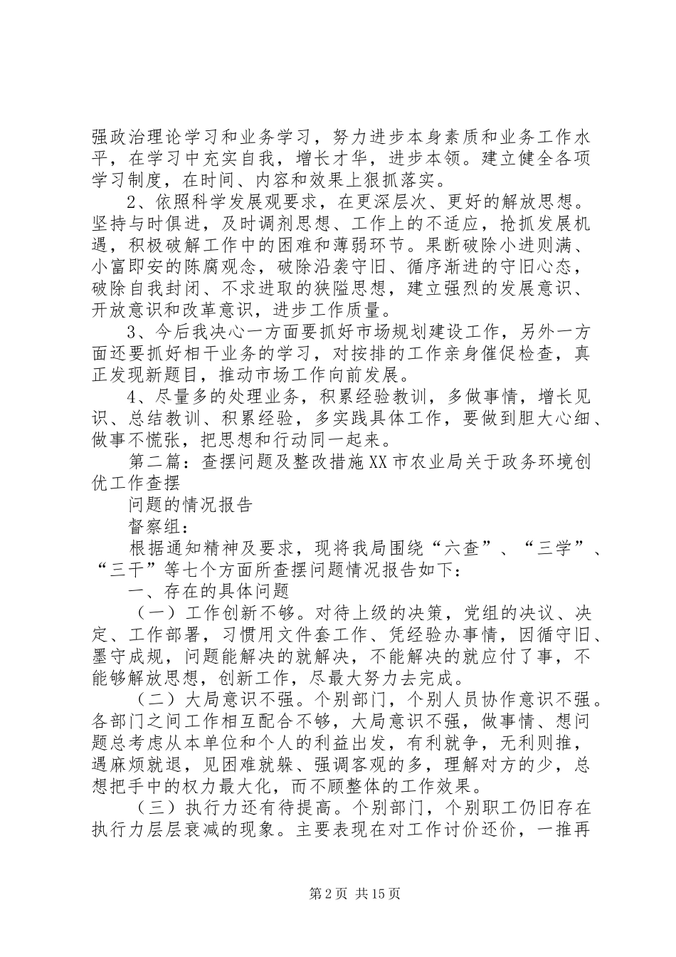 2024年查摆问题及整改措施工作总结_第2页