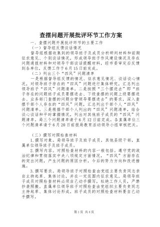 2024年查摆问题开展批评环节工作方案