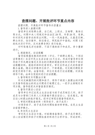 2024年查摆问题开展批评环节重点内容