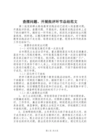 2024年查摆问题开展批评环节总结范文