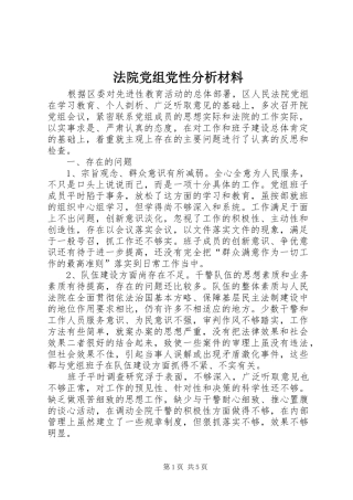 2024年法院党组党性分析材料