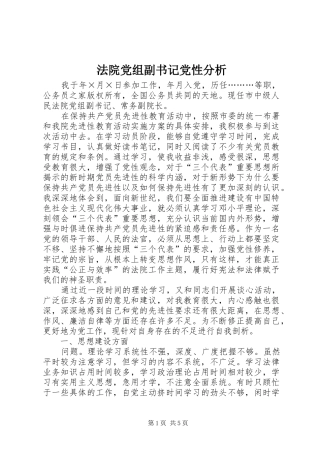 2024年法院党组副书记党性分析