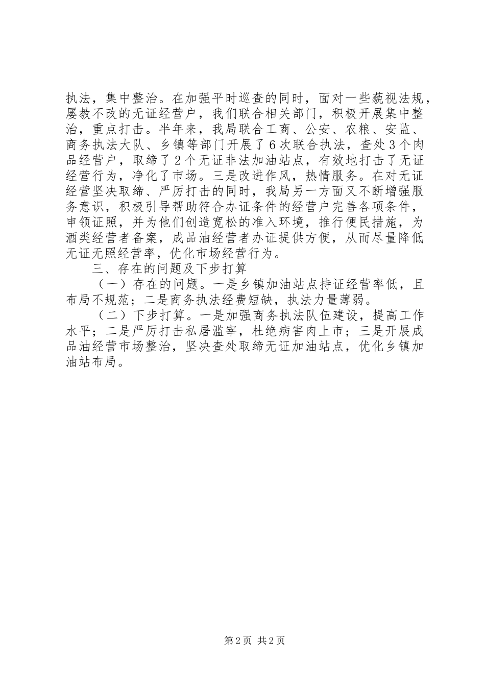 2024年查处取缔无证无照经营上半年总结_第2页