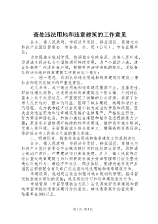 2024年查处违法用地和违章建筑的工作意见