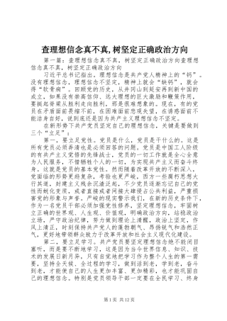 2024年查理想信念真不真树坚定正确政治方向