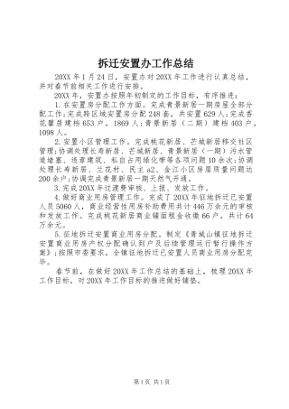 2024年拆迁安置办工作总结