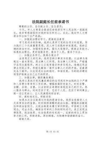 2024年法院副庭长任前承诺书