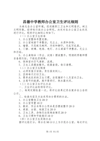 2024年昌德中学教师办公室卫生评比细则