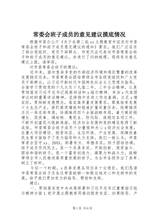 2024年常委会班子成员的意见建议摸底情况