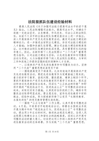 2024年法院狠抓队伍建设经验材料