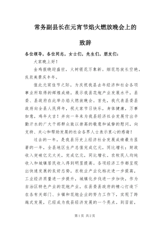 2024年常务副县长在元宵节焰火燃放晚会上的致辞