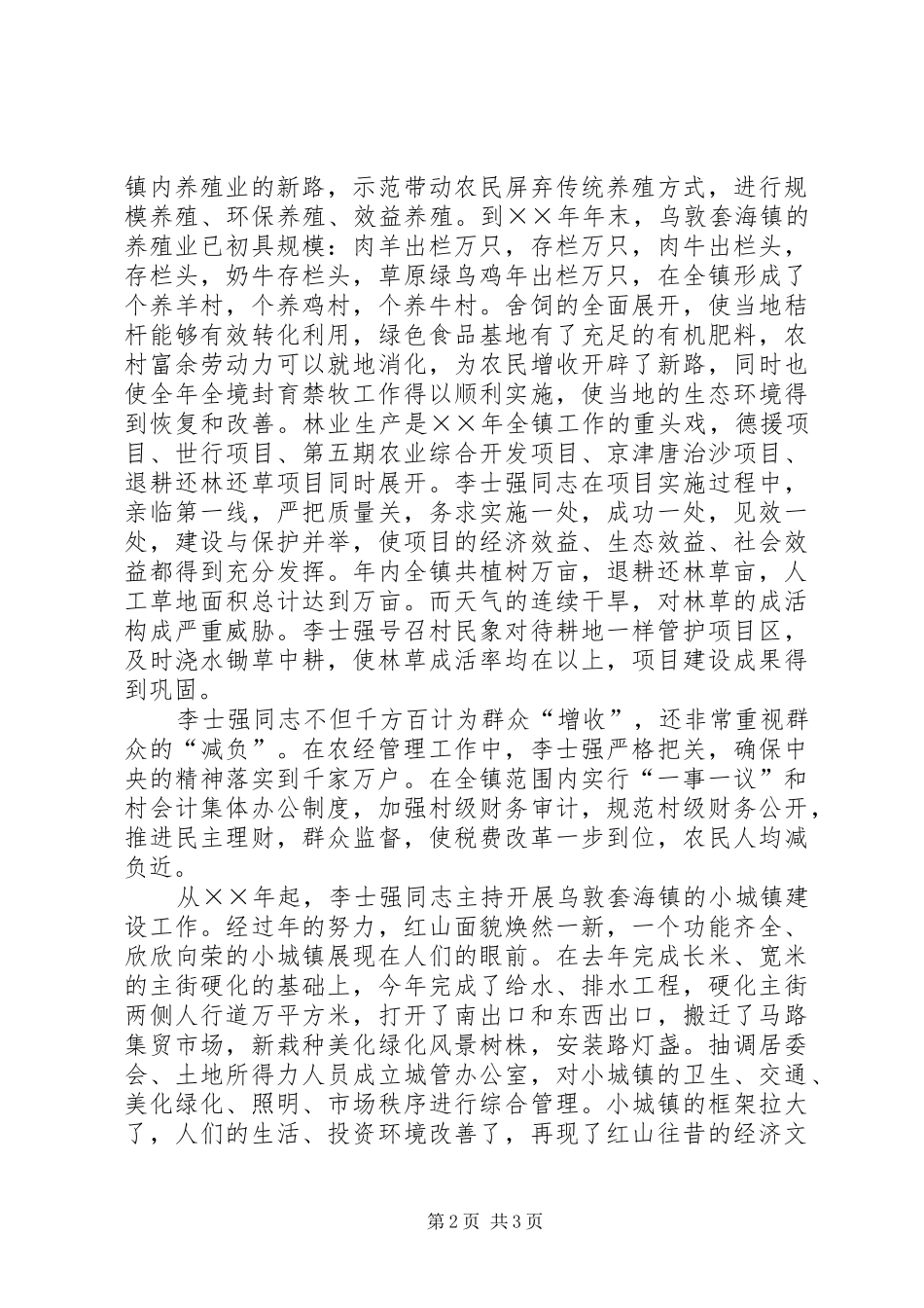 2024年常务副镇长先进事迹材料_第2页