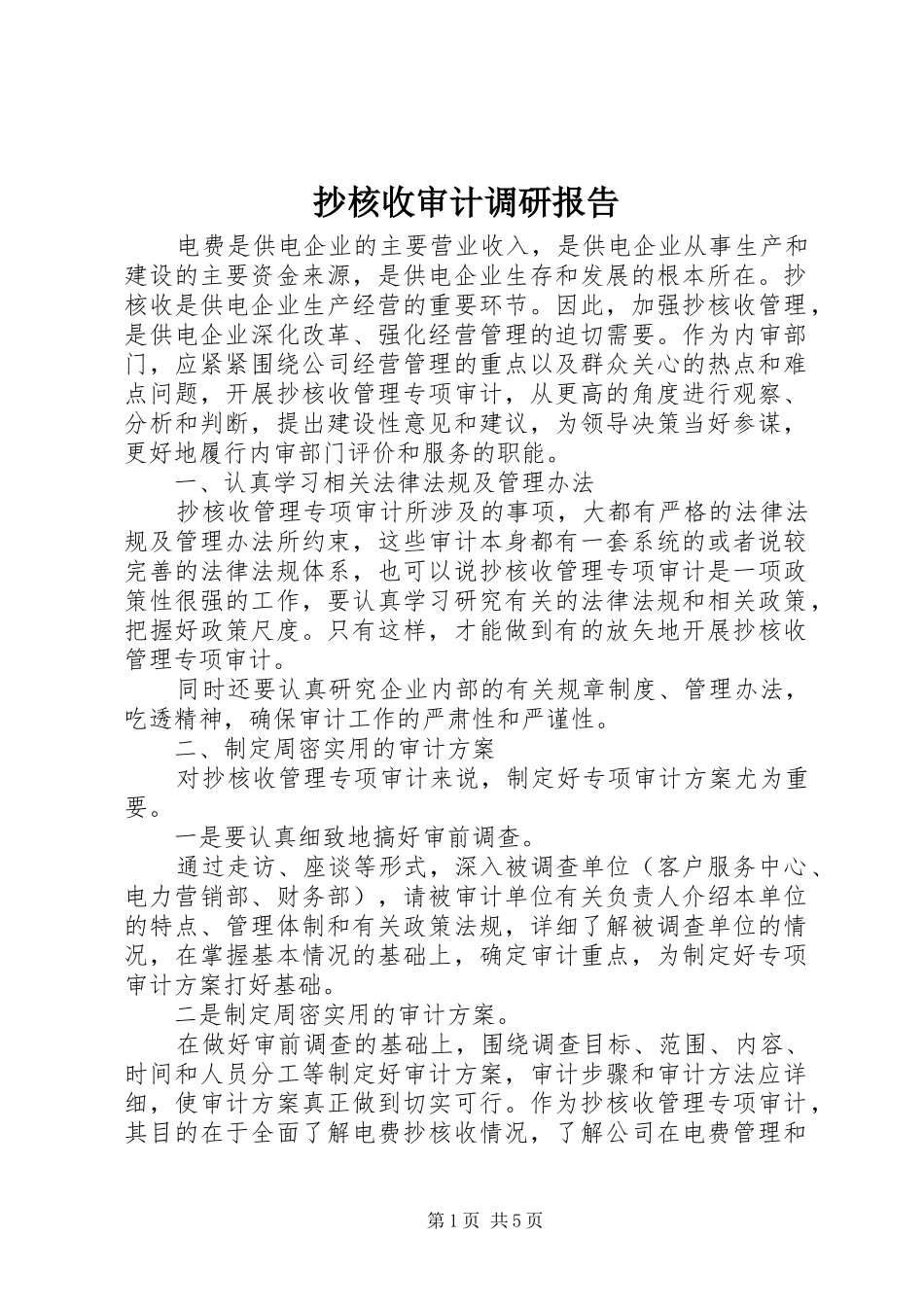 2024年抄核收审计调研报告_第1页