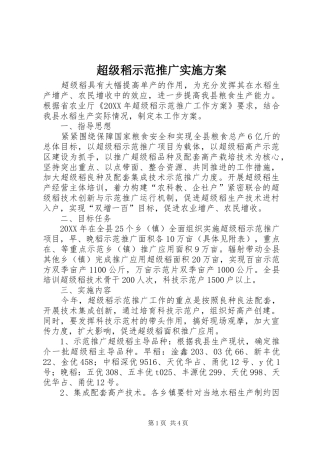 2024年超级稻示范推广实施方案
