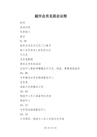 2024年超市会员见面会议程