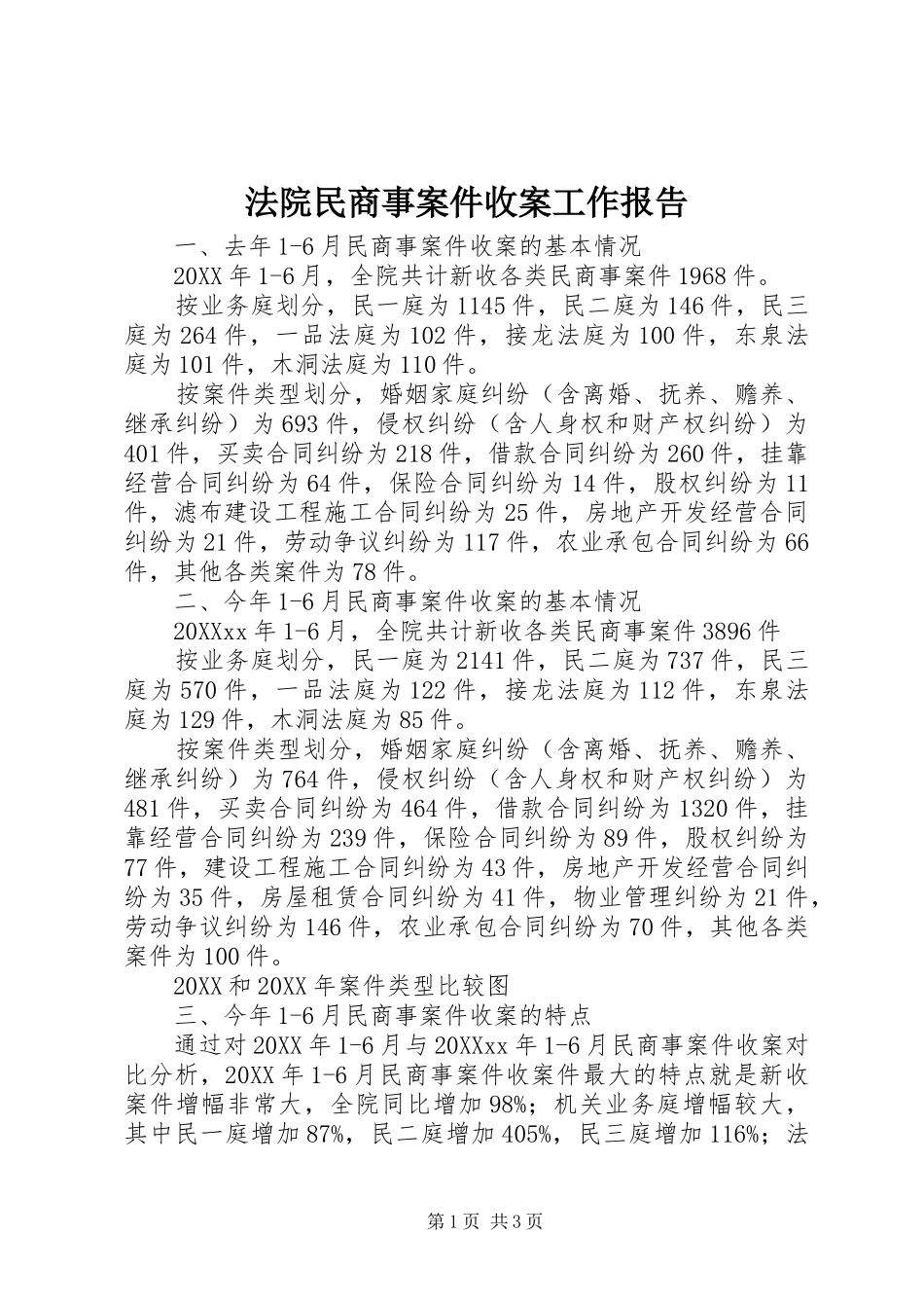 2024年法院民商事案件收案工作报告_第1页
