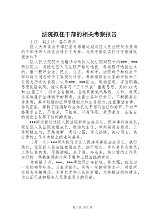 2024年法院拟任干部的相关考察报告