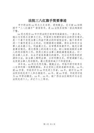 2024年法院三八红旗手简要事迹