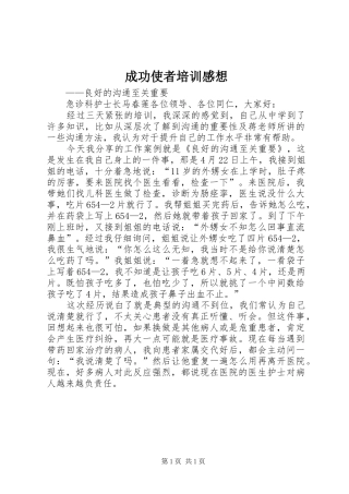 2024年成功使者培训感想