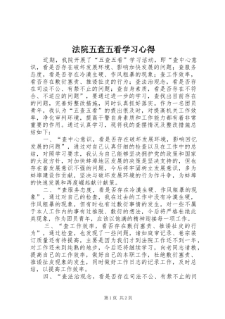 2024年法院五查五看学习心得