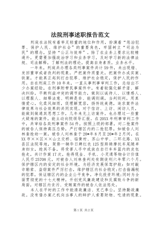 2024年法院刑事述职报告范文
