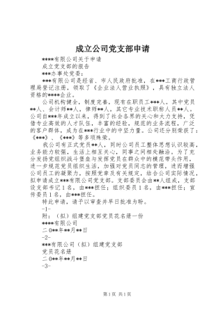 2024年成立公司党支部申请