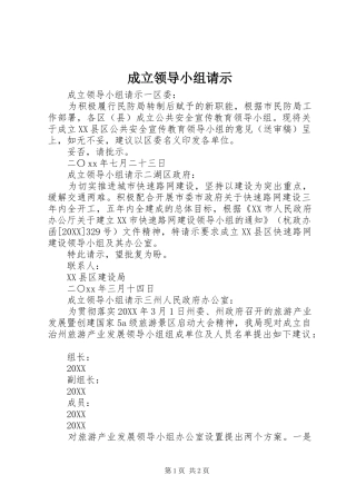 2024年成立领导小组请示