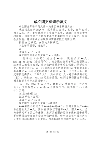 2024年成立团支部请示范文