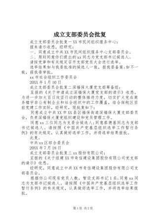 2024年成立支部委员会批复