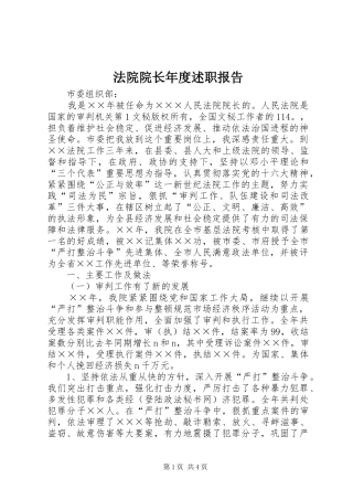 2024年法院院长年度述职报告
