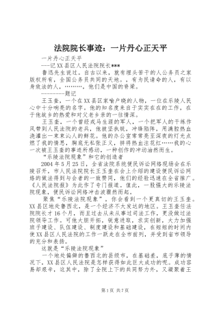 2024年法院院长事迹一片丹心正天平