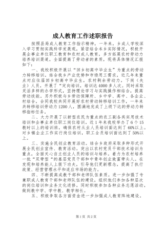 2024年成人教育工作述职报告