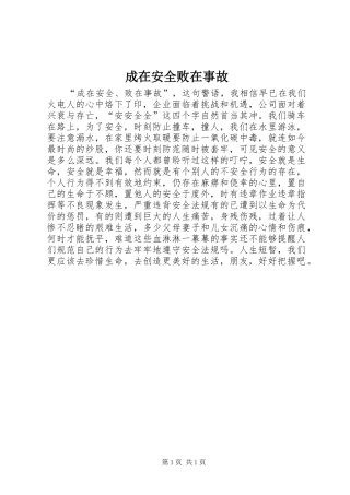 2024年成在安全败在事故
