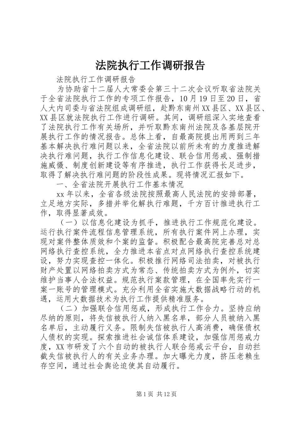 2024年法院执行工作调研报告_第1页