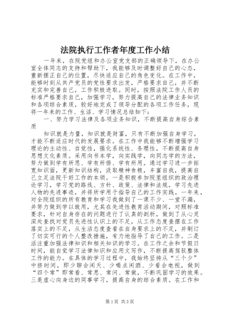 2024年法院执行工作者年度工作小结