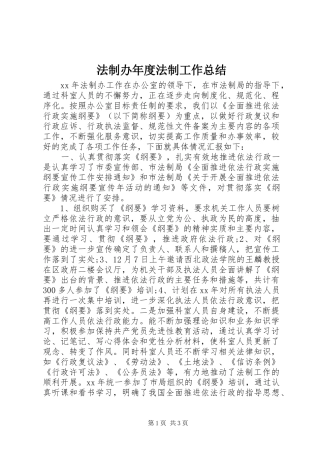 2024年法制办年度法制工作总结